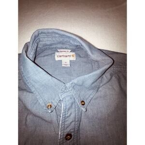 Carhartt Original Fit Short Sleeve Button Down Shirt XL Regular Blue Cotton